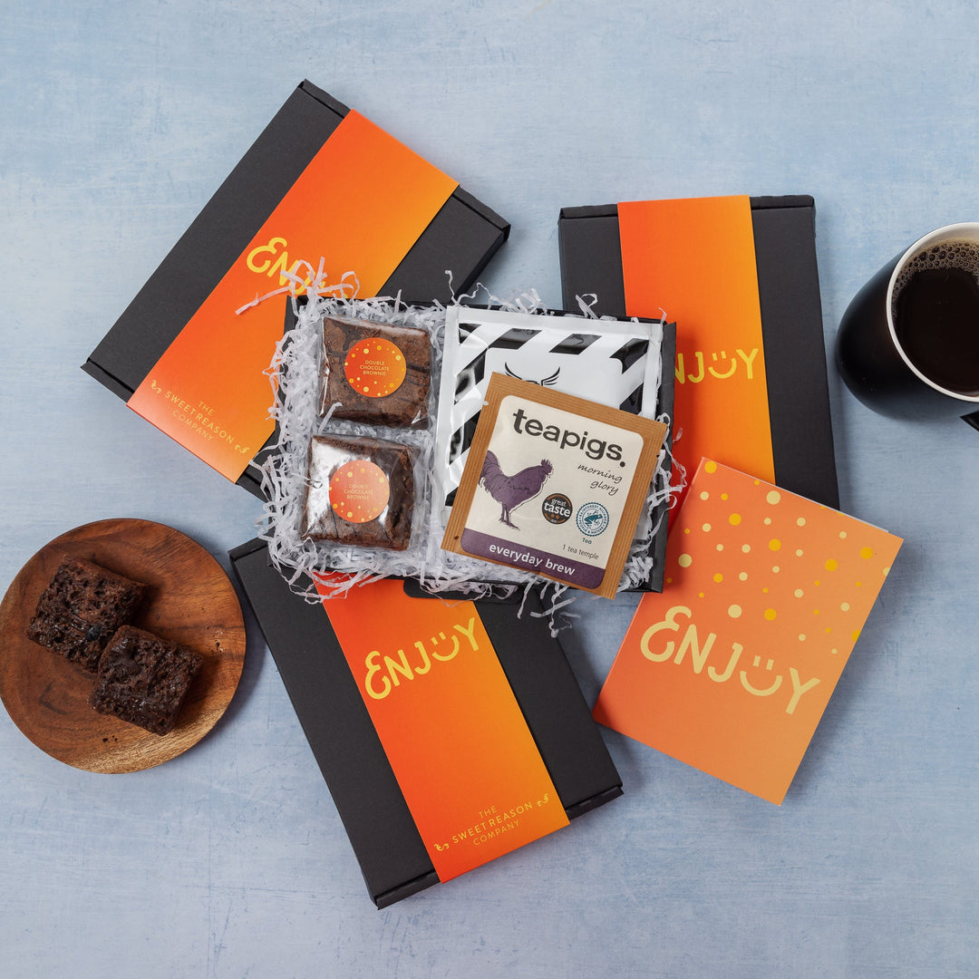 Luxurious Double Chocolate Brownies, Coffee & Tea Letterbox