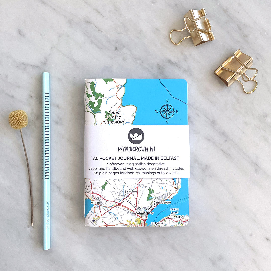 Northern Ireland Map Pocket Notebook Pack of 2 - East