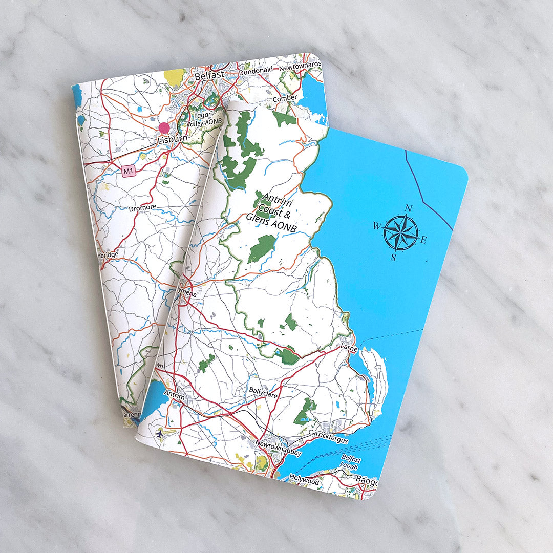 Northern Ireland Map Pocket Notebook Pack of 2 - East