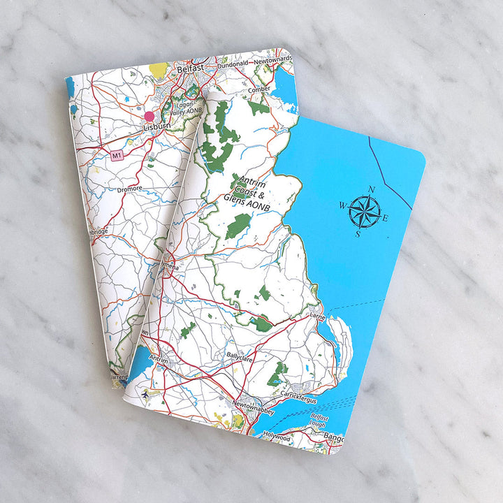 Northern Ireland Map Pocket Notebook Pack of 2 - East
