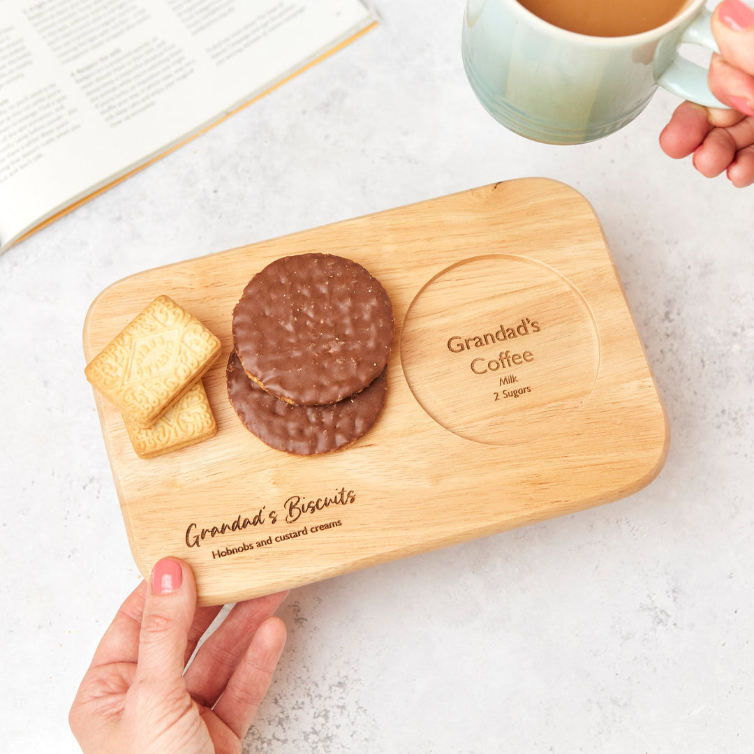 Personalised Wooden coffee and biscuits tray