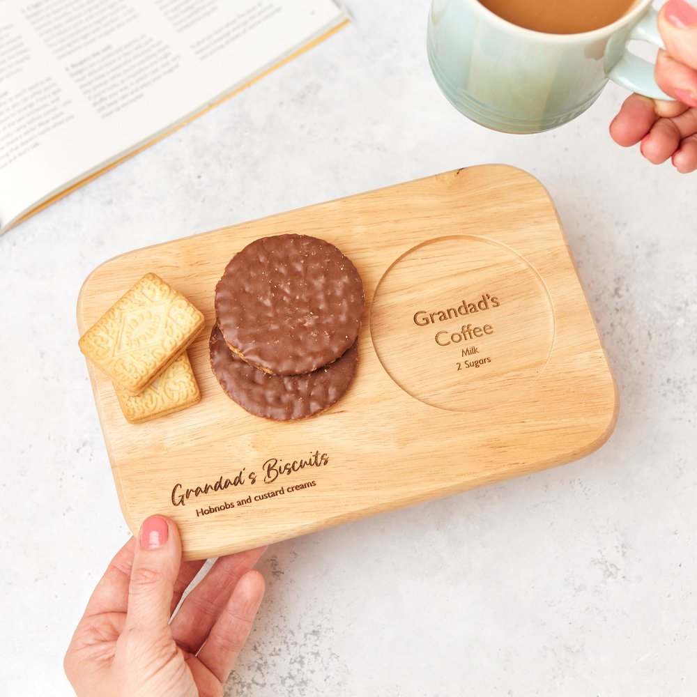 Personalised Wooden Tea and Biscuits Board