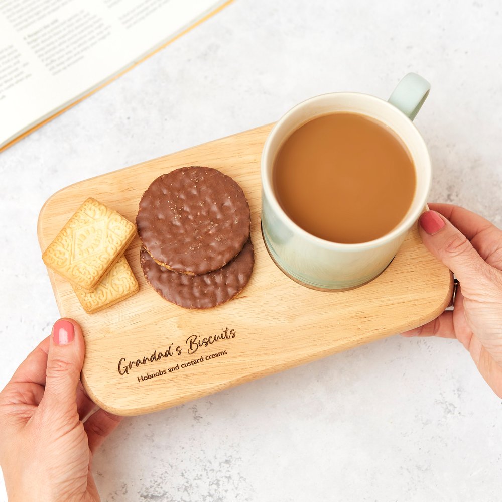 Personalised Wooden Tea and Biscuits Board