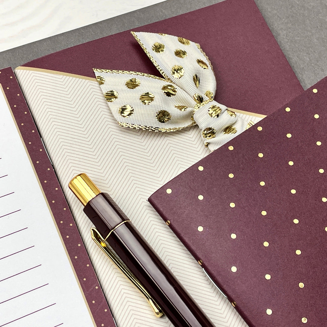Cream and Burgundy Stationery Set