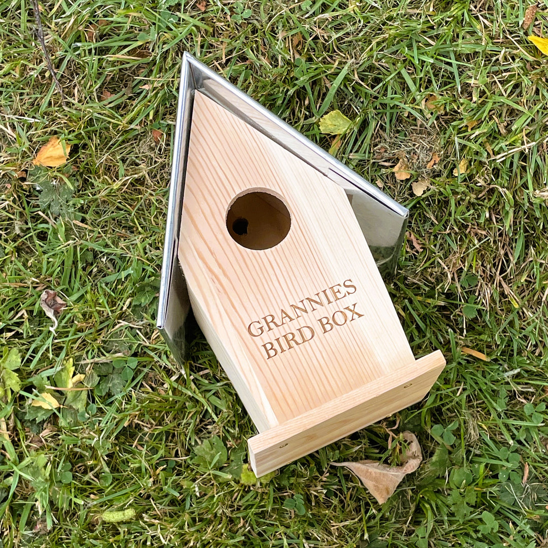 Charming Personalised Wooden Birdhouse with Metal Roof