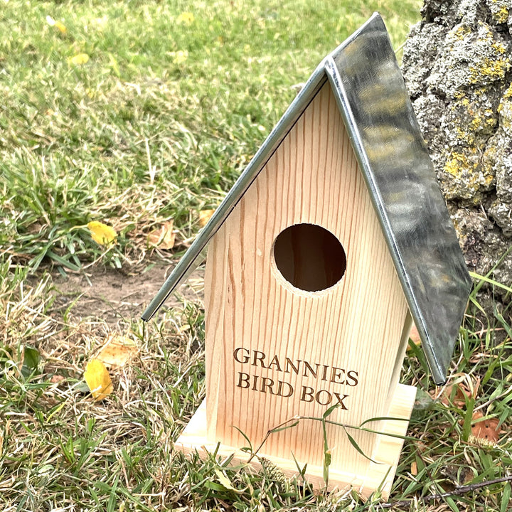 Charming Personalised Wooden Birdhouse with Metal Roof