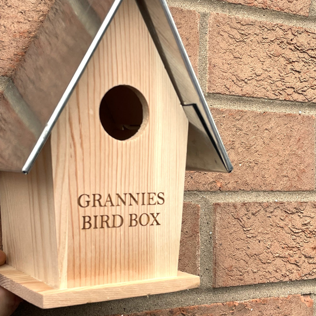 Charming Personalised Wooden Birdhouse with Metal Roof