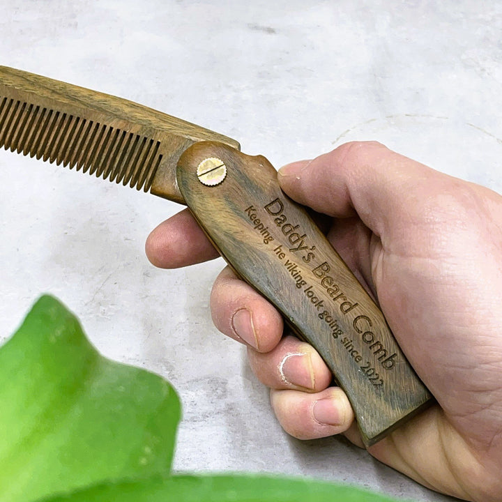 Personalised Wooden Flip Beard Comb