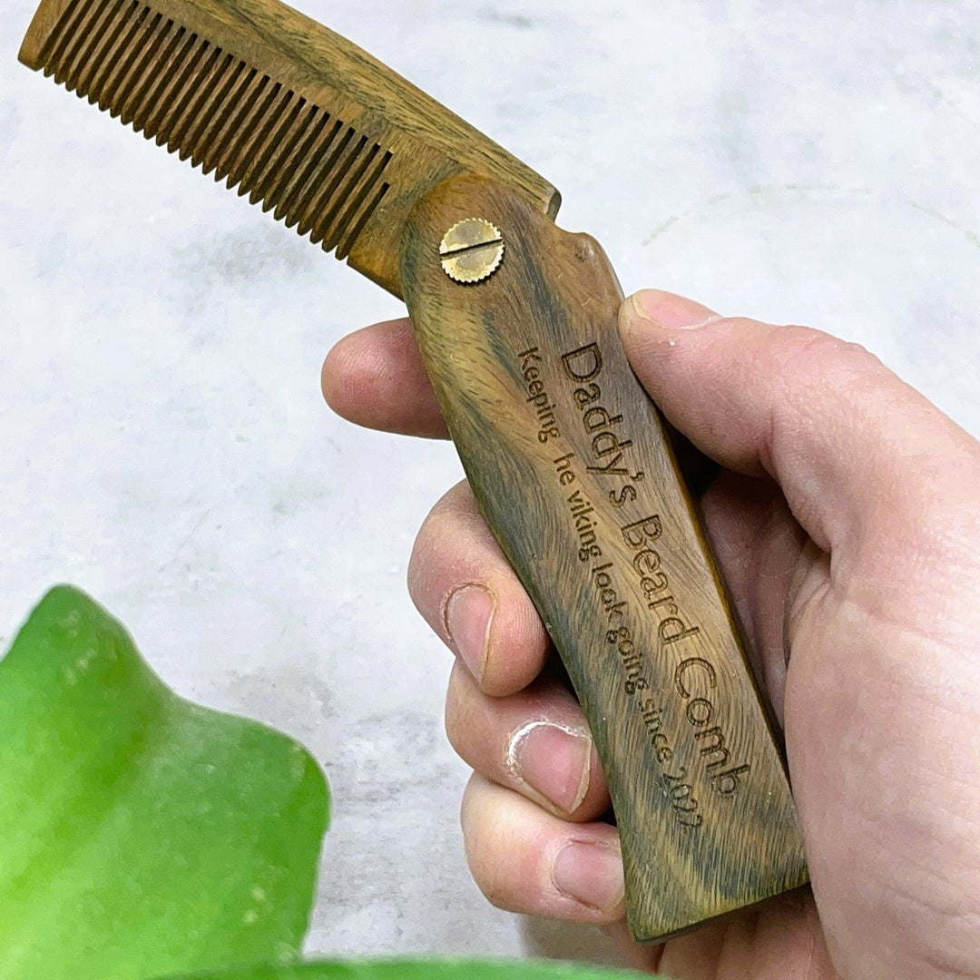 Personalised Wooden Flip Beard Comb