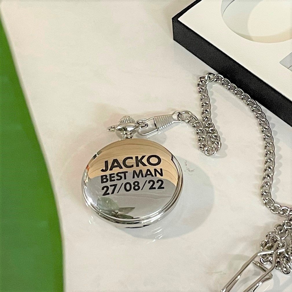 Stainless Steel Pocket Watch - Personalised Gift for Him