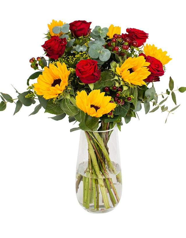Sunflower & Red Roses Bouquet