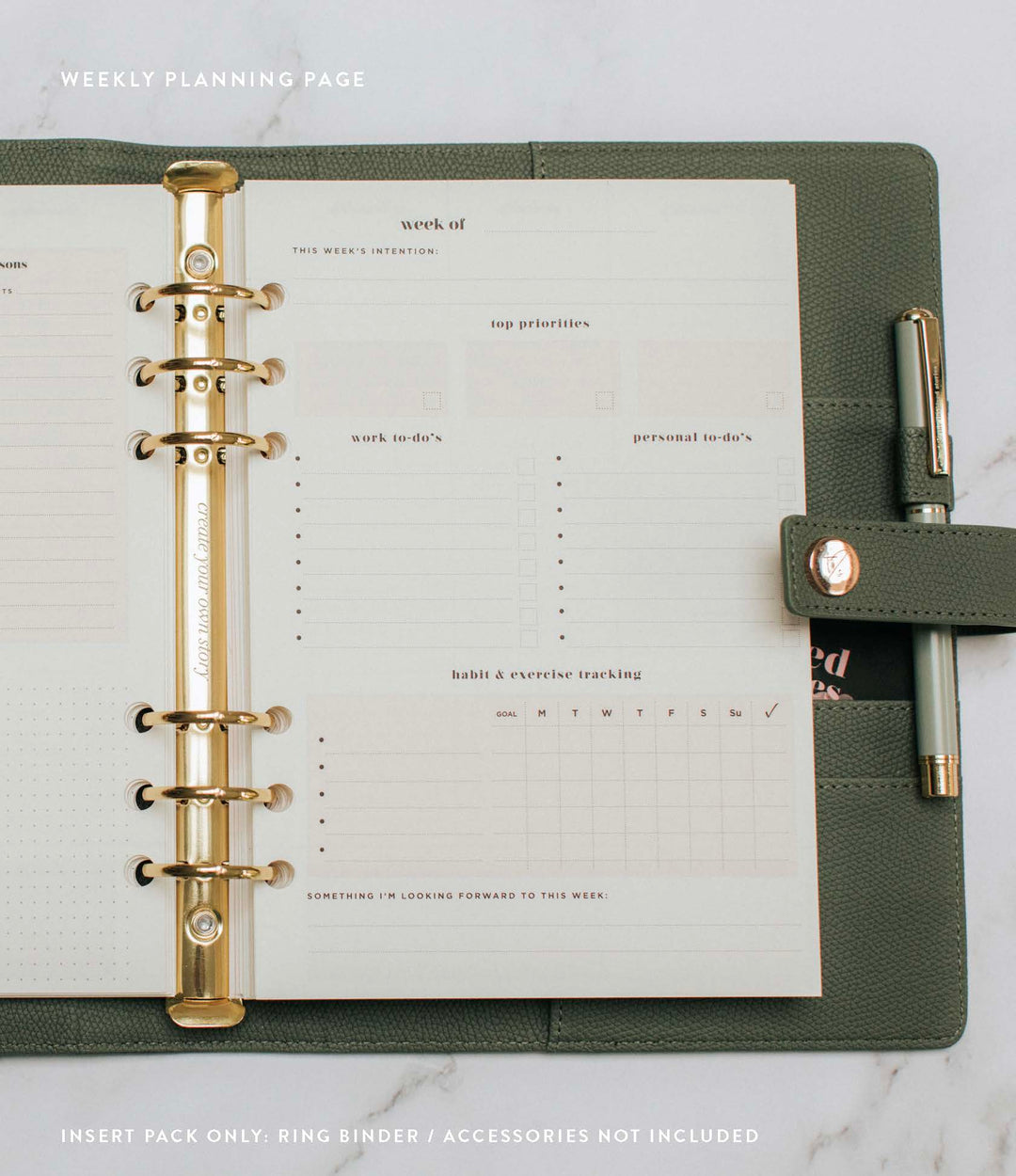 Undated Vertical Weekly Planner Insert Pack