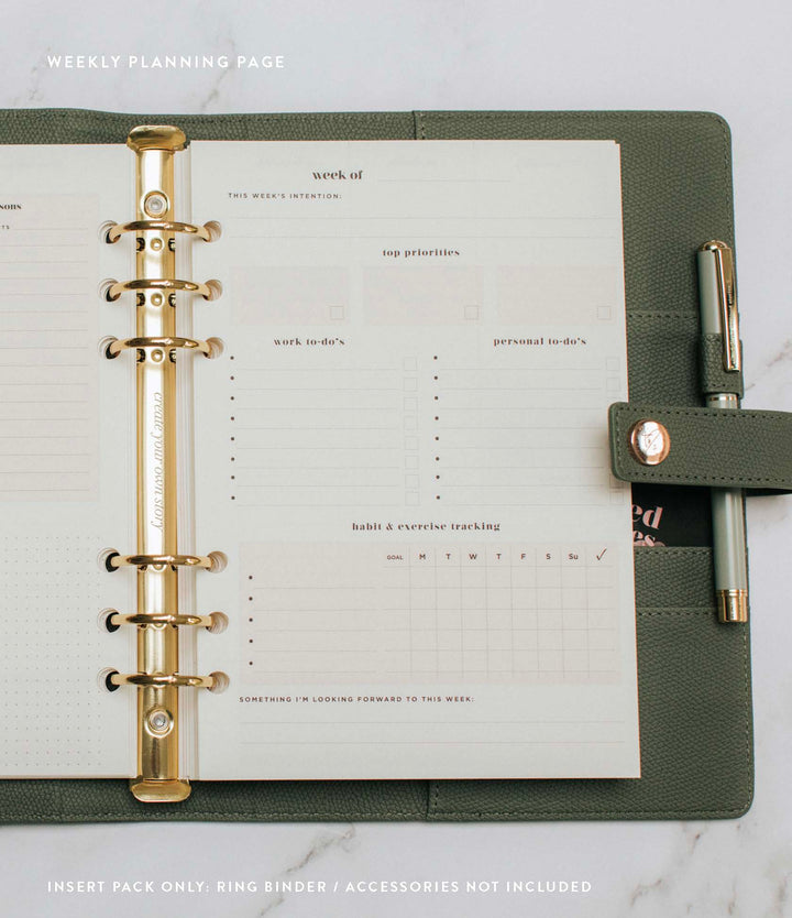 Undated Vertical Weekly Planner Insert Pack