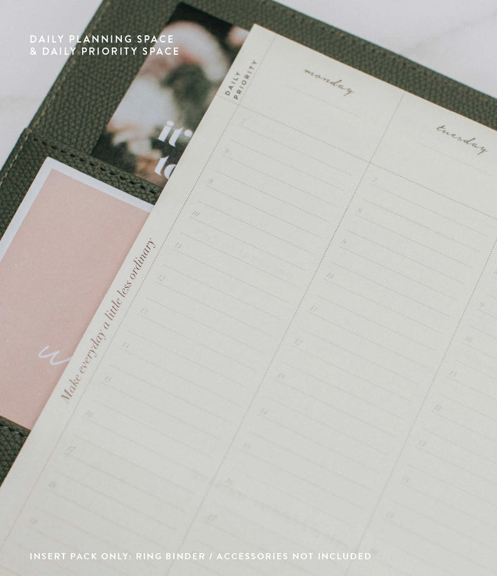Undated Vertical Weekly Planner Insert Pack