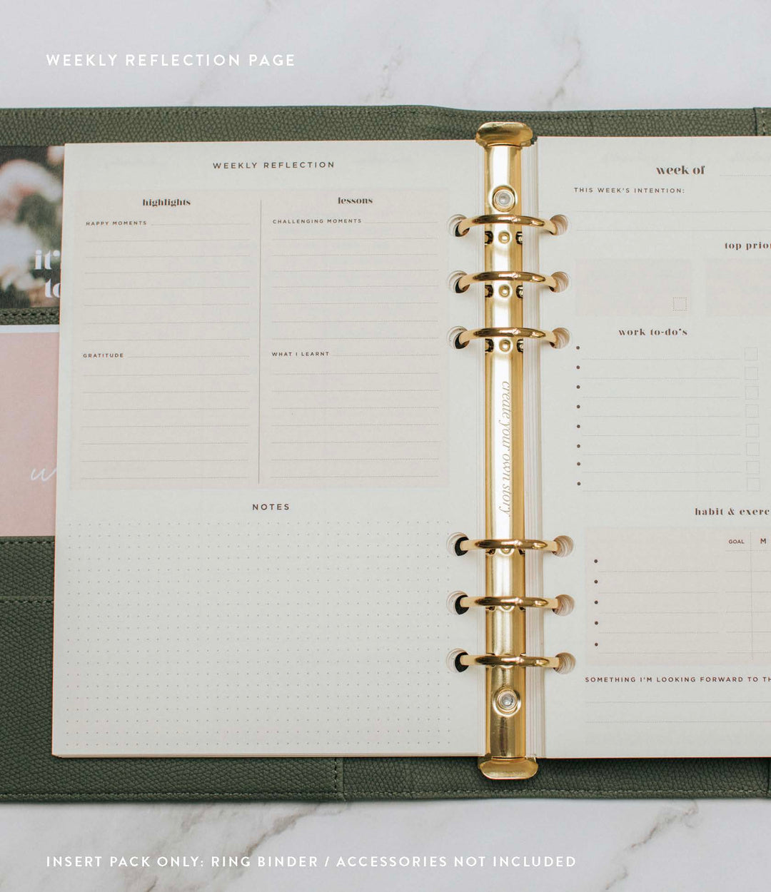 Undated Vertical Weekly Planner Insert Pack