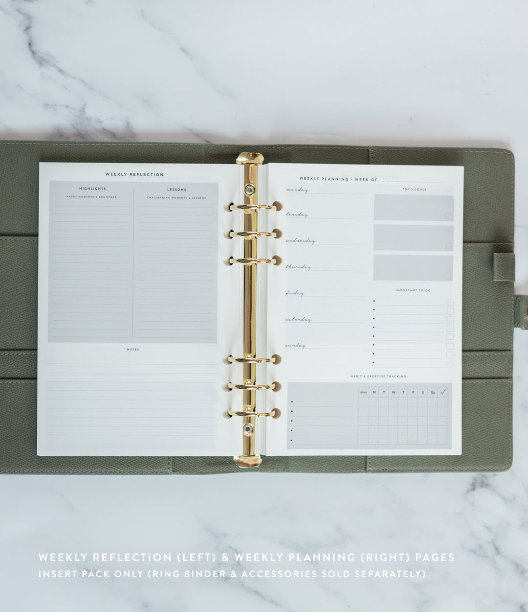 Undated Daily Planner Insert Pack