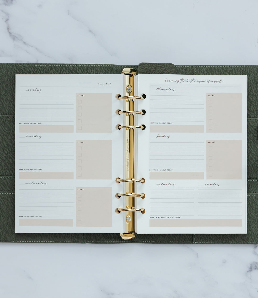 Undated Lifestyle Weekly Planner Insert Pack