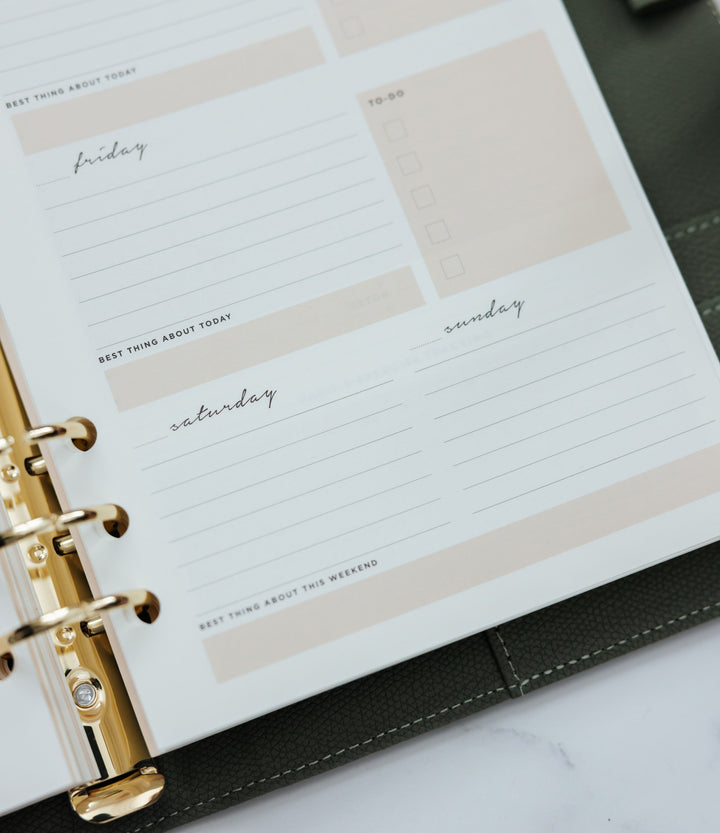 Undated Lifestyle Weekly Planner Insert Pack