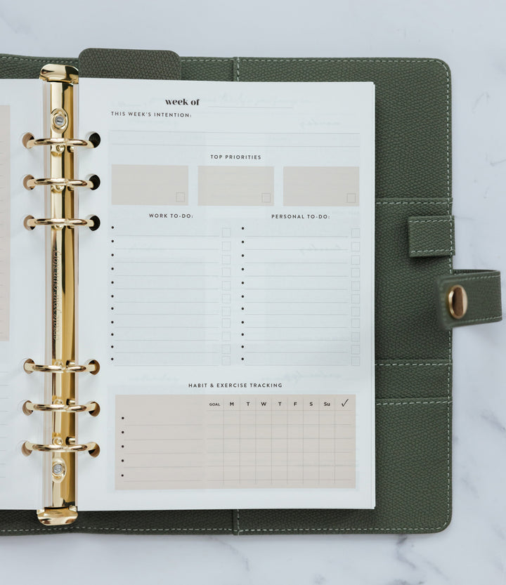 Undated Lifestyle Weekly Planner Insert Pack