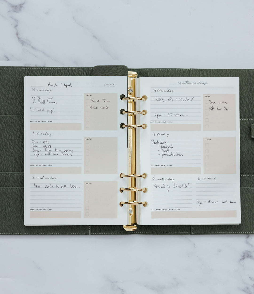 Undated Lifestyle Weekly Planner Insert Pack