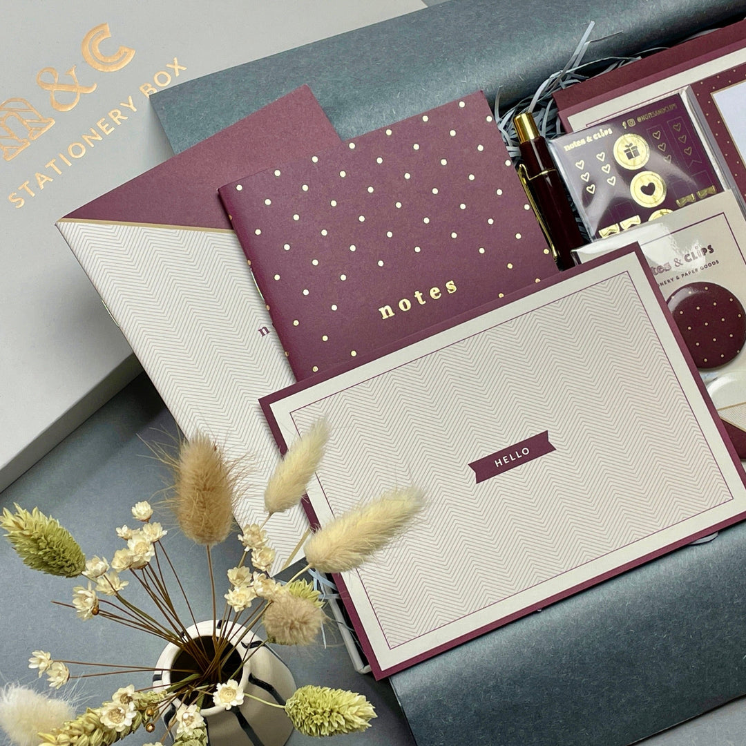 Cream and Burgundy Stationery Set