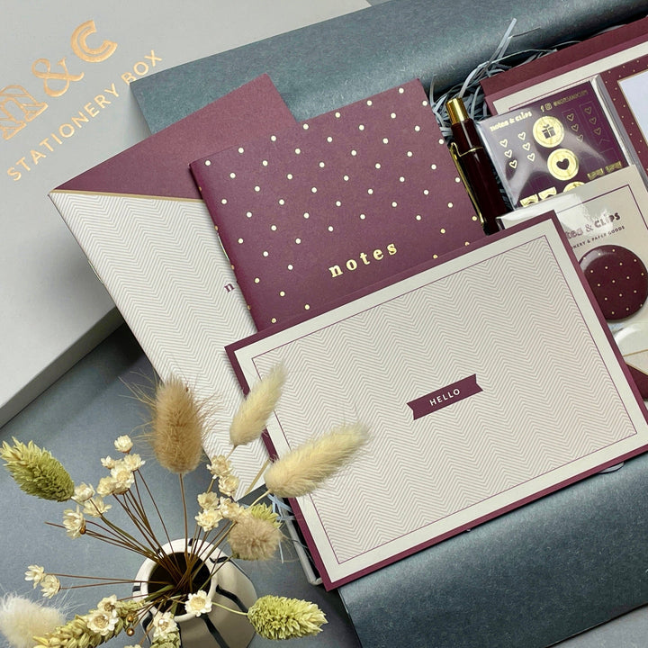 Cream and Burgundy Stationery Set