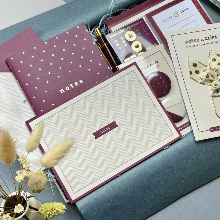 Cream and Burgundy Stationery Set