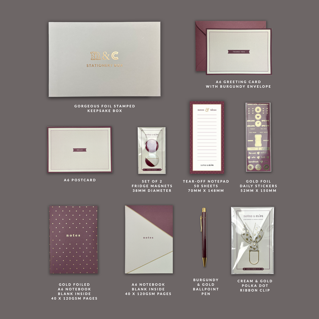Cream and Burgundy Stationery Set
