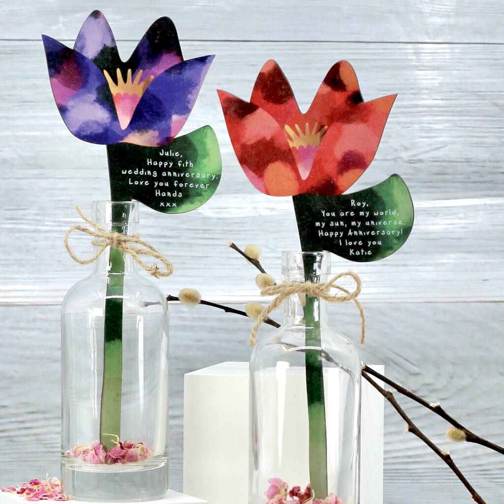Personalised Wood Flower In A Bottle