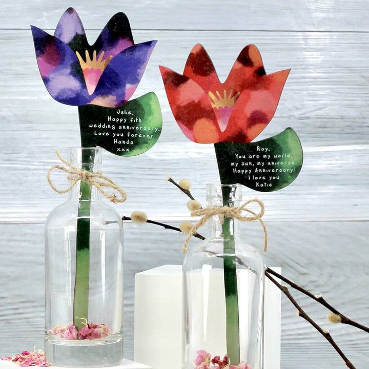 Personalised Wood Flower In A Bottle