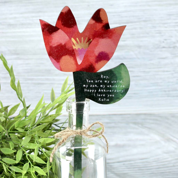 Personalised Wood Flower In A Bottle