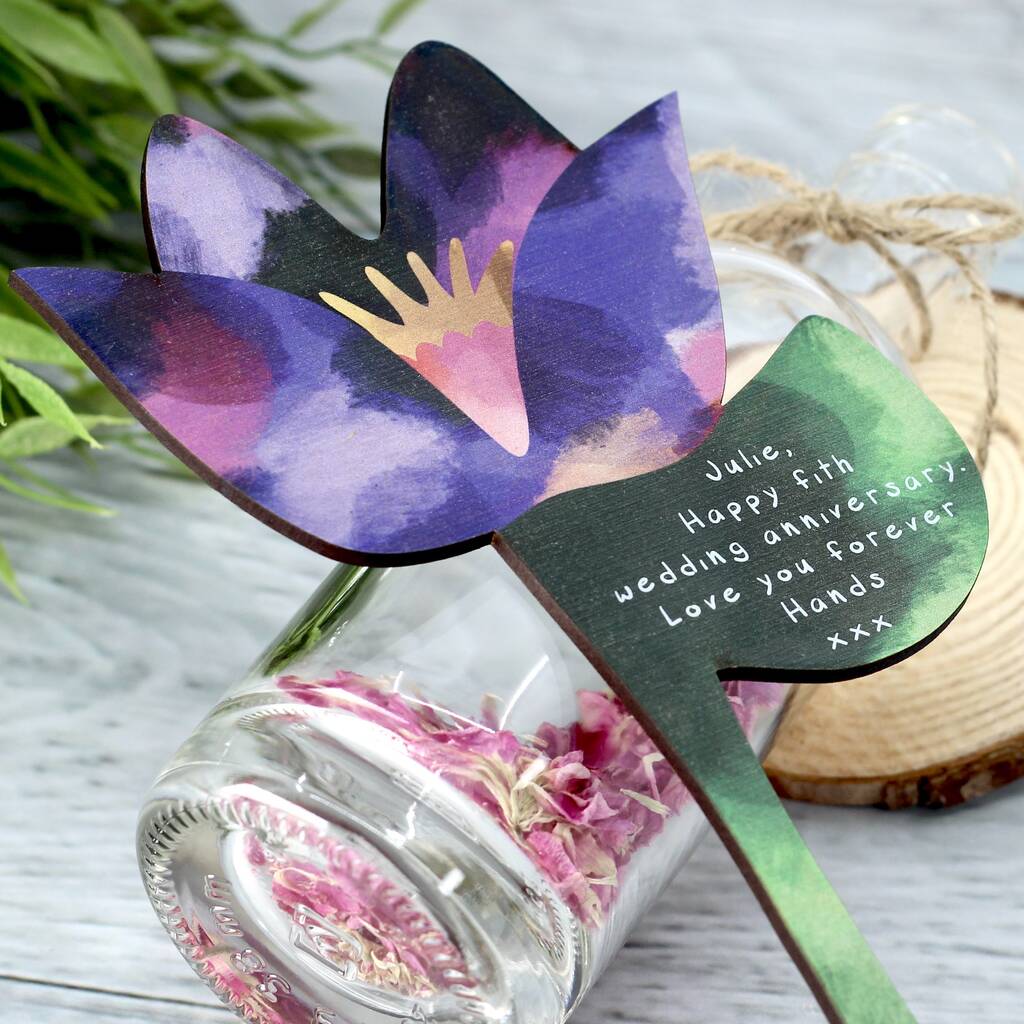 Personalised Wood Flower In A Bottle