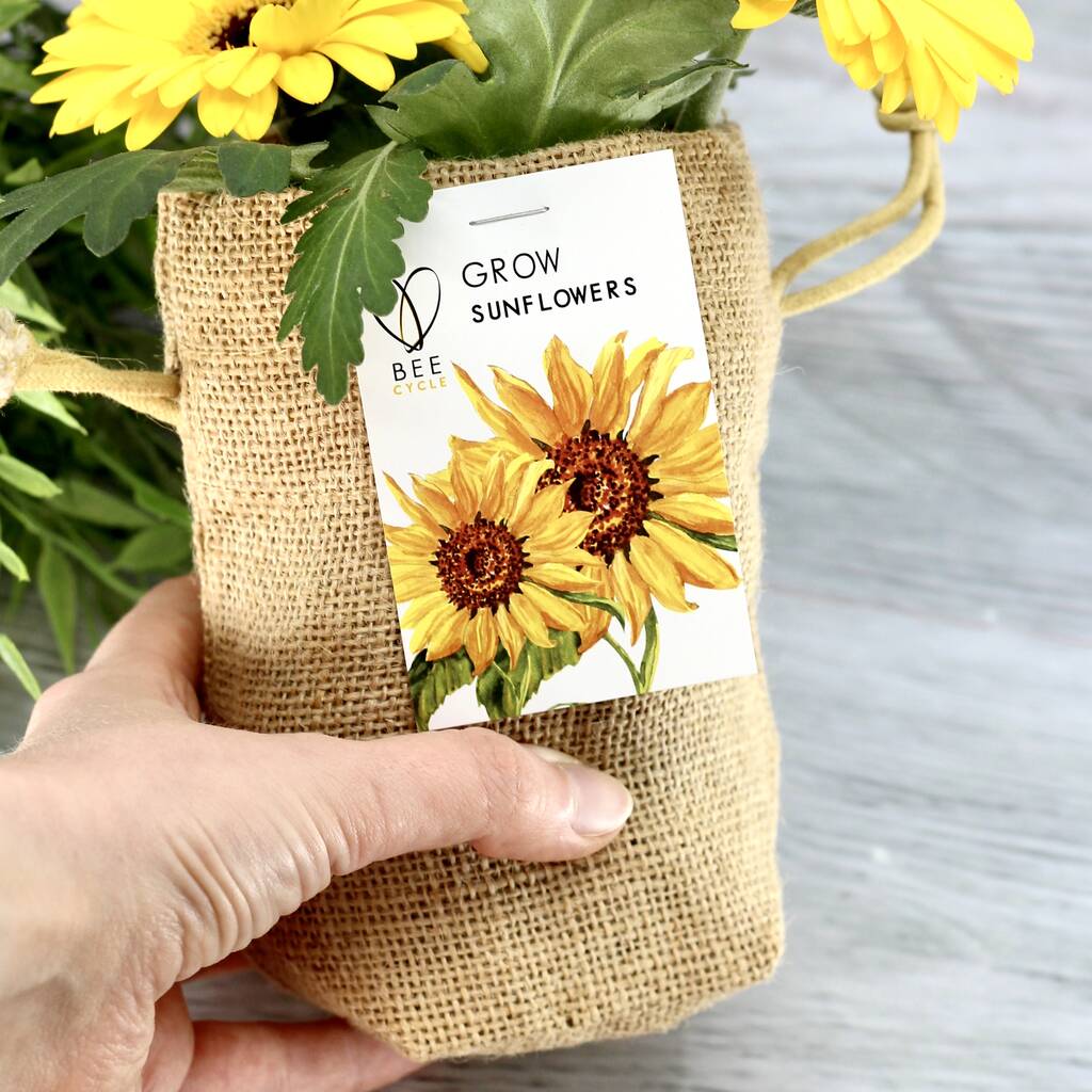 Happy Sunflower Jute Bag Grow Set