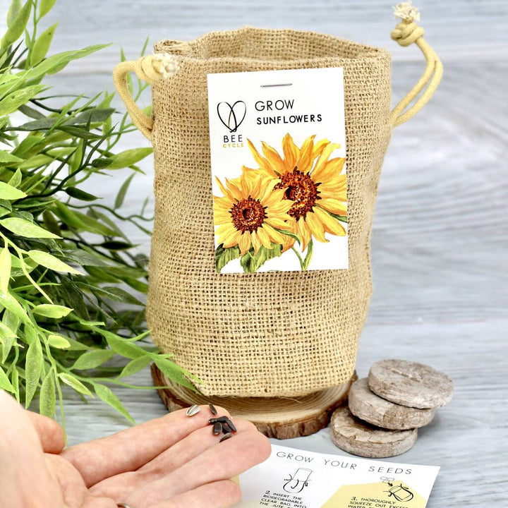 Happy Sunflower Jute Bag Grow Set