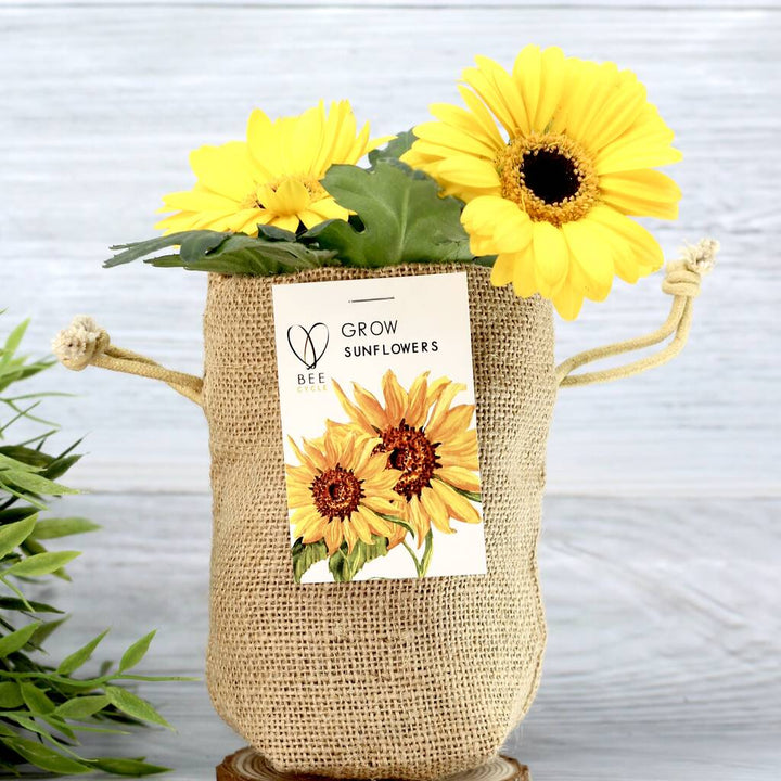 Happy Sunflower Jute Bag Grow Set