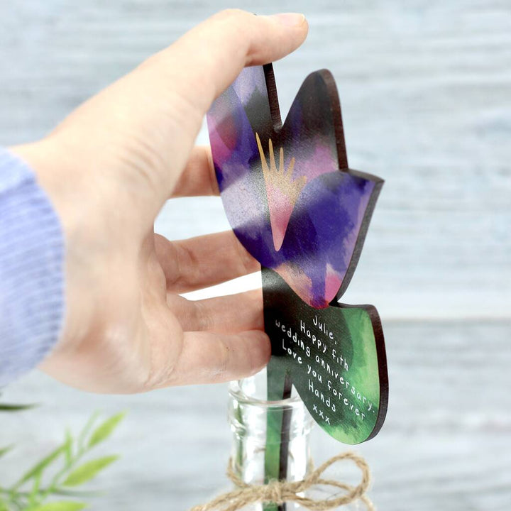 Personalised Wood Flower In A Bottle
