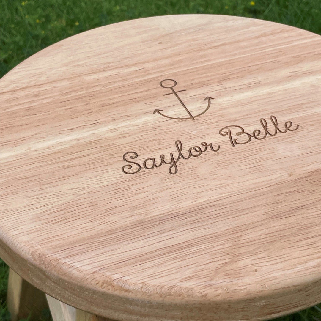 Imaginative Engraved Wooden Stool