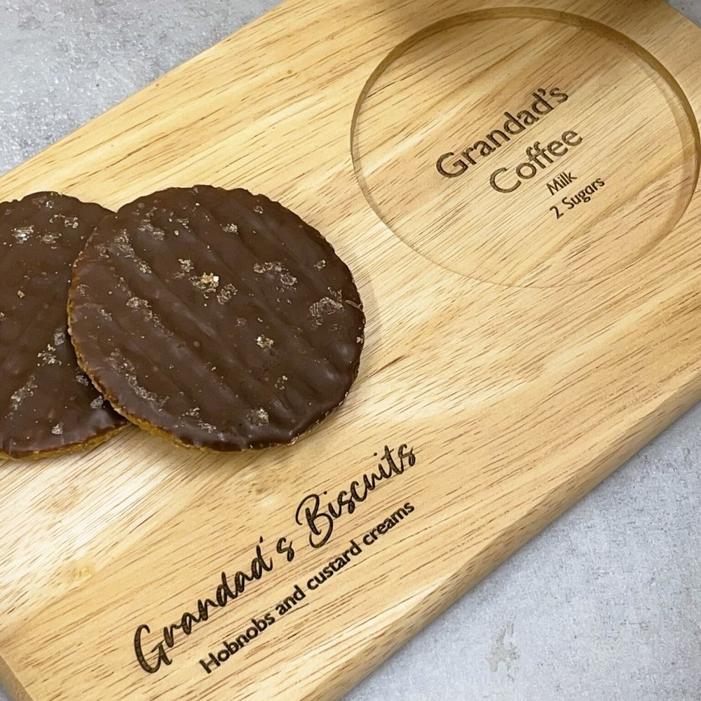 Personalised Wooden Tea and Biscuits Board