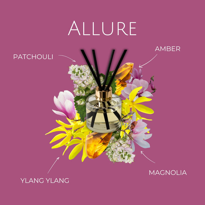 Allure Luxury Reed Diffuser – Patchouli & Magnolia Blossom