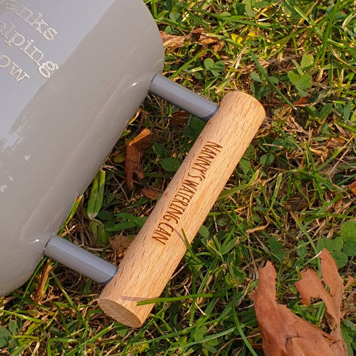 Sleek Personalised Wooden Handled Watering Can