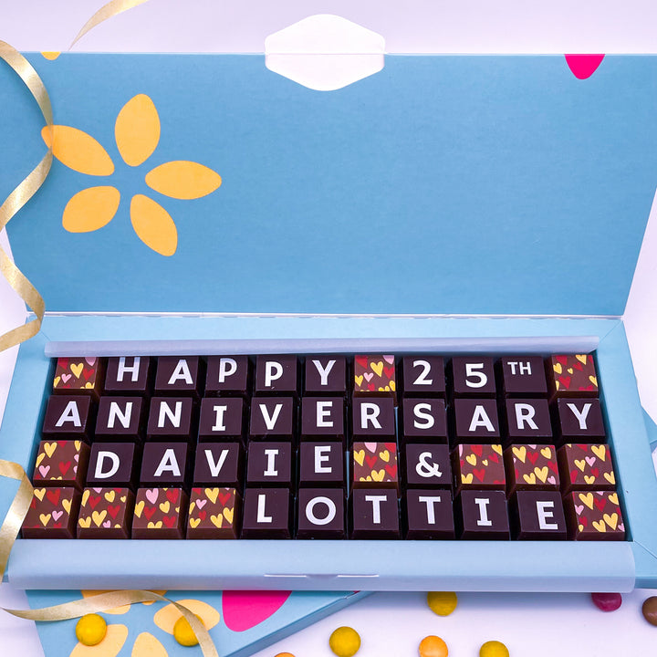 Personalised Silver Anniversary Belgian Chocolates