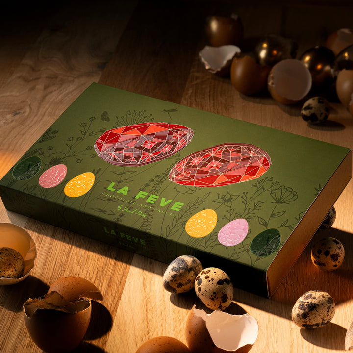 Two Fabergé eggs with garnish