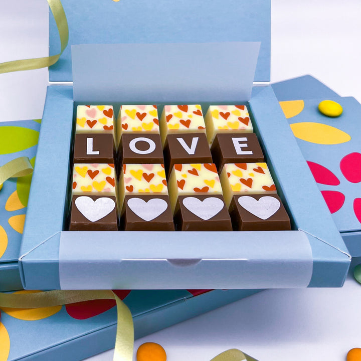 Personalised Love & Hearts Belgian Chocolates