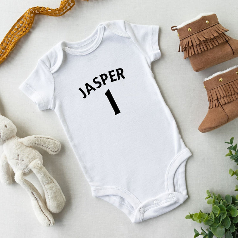 Personalised Football Shirt Style Baby grow, T-shirt