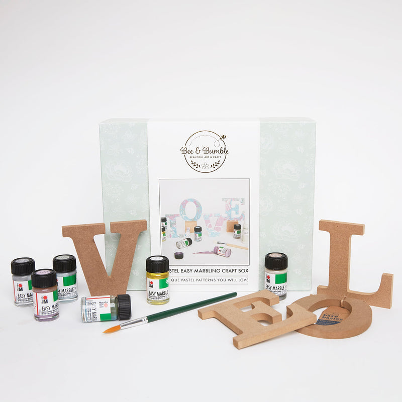 Bee & Bumble Easy Marbling Paint Kit - Pastel, Use On A Variety Of Mediums To Create Marbling Effect, Simply Apply A Few Drops To Water, Create A Pattern And Dip, Mix Colours For Exciting Effect