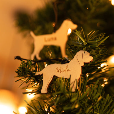 Personalised Wooden Dog Christmas Decorations