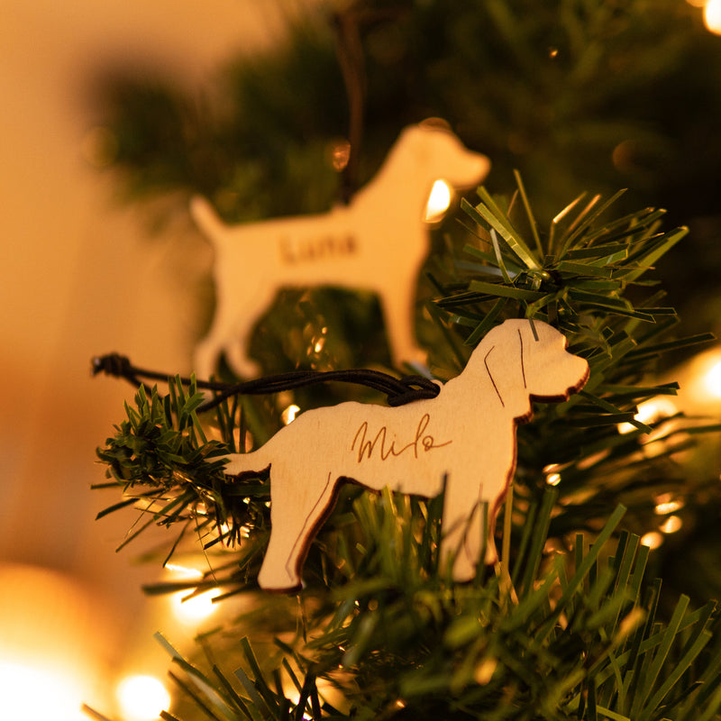 Personalised Wooden Dog Christmas Decorations