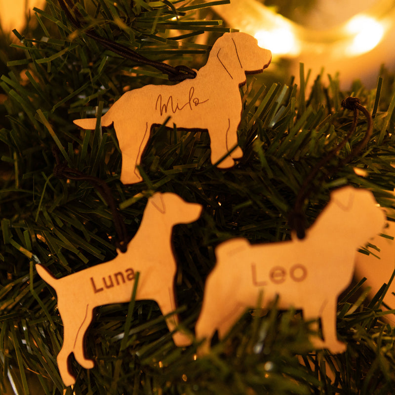 Personalised Wooden Dog Christmas Decorations