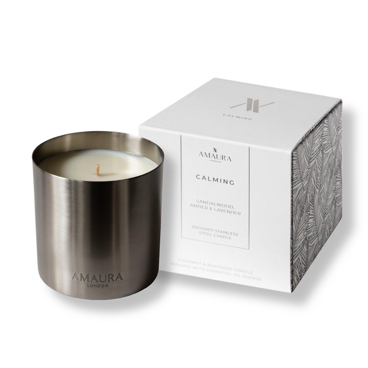 Calming Luxury Candle with Sandalwood, Amber & Lavender