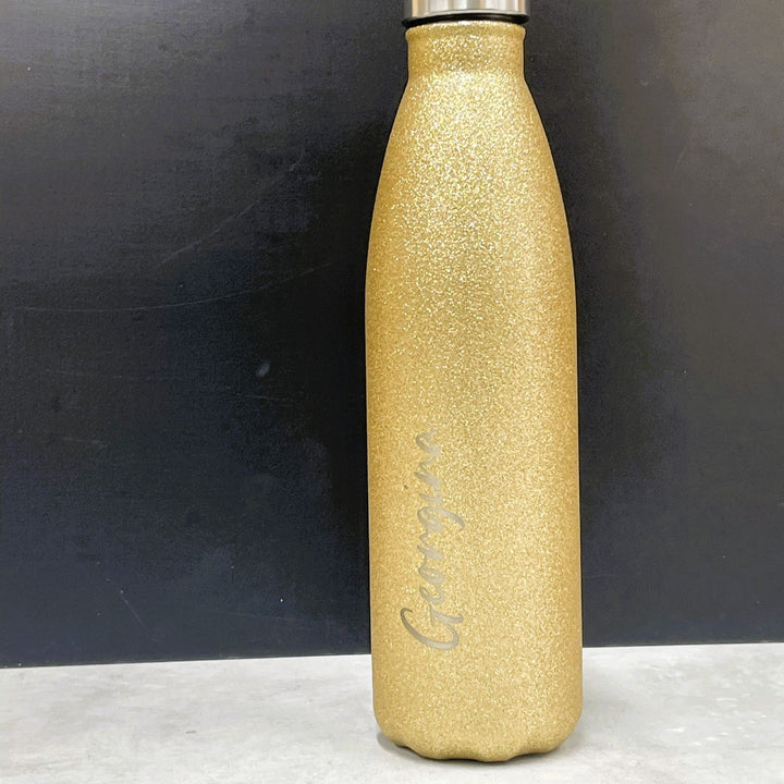 Glittering Gold Personalised Water Bottle